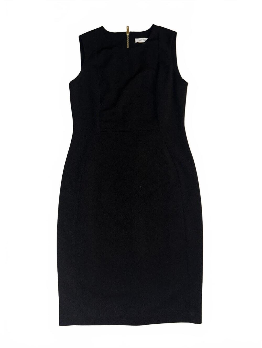 Women’s Calvin Klein black body contour sleeveless midi dress size 8